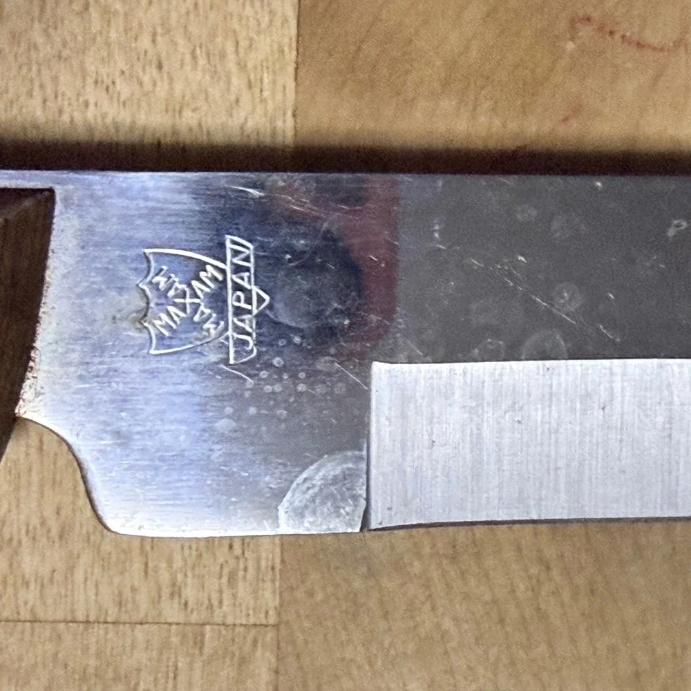 Vintage Maxam Steel Japan & Rogers Co Stainless Steel Wood Handle Knife